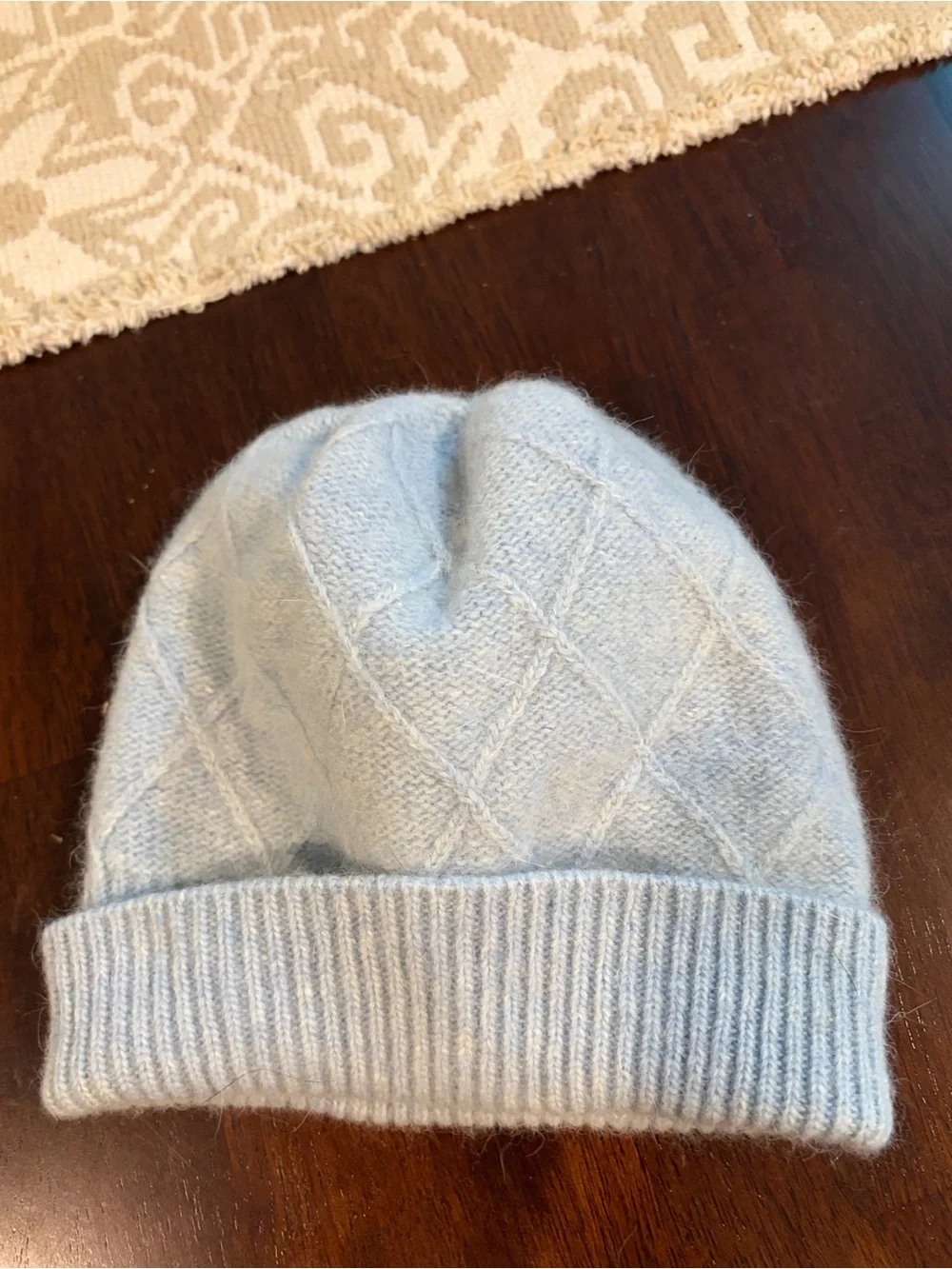 Ralph Lauren Rabbit Hair Wool Kids Diamond-Knit Beanie